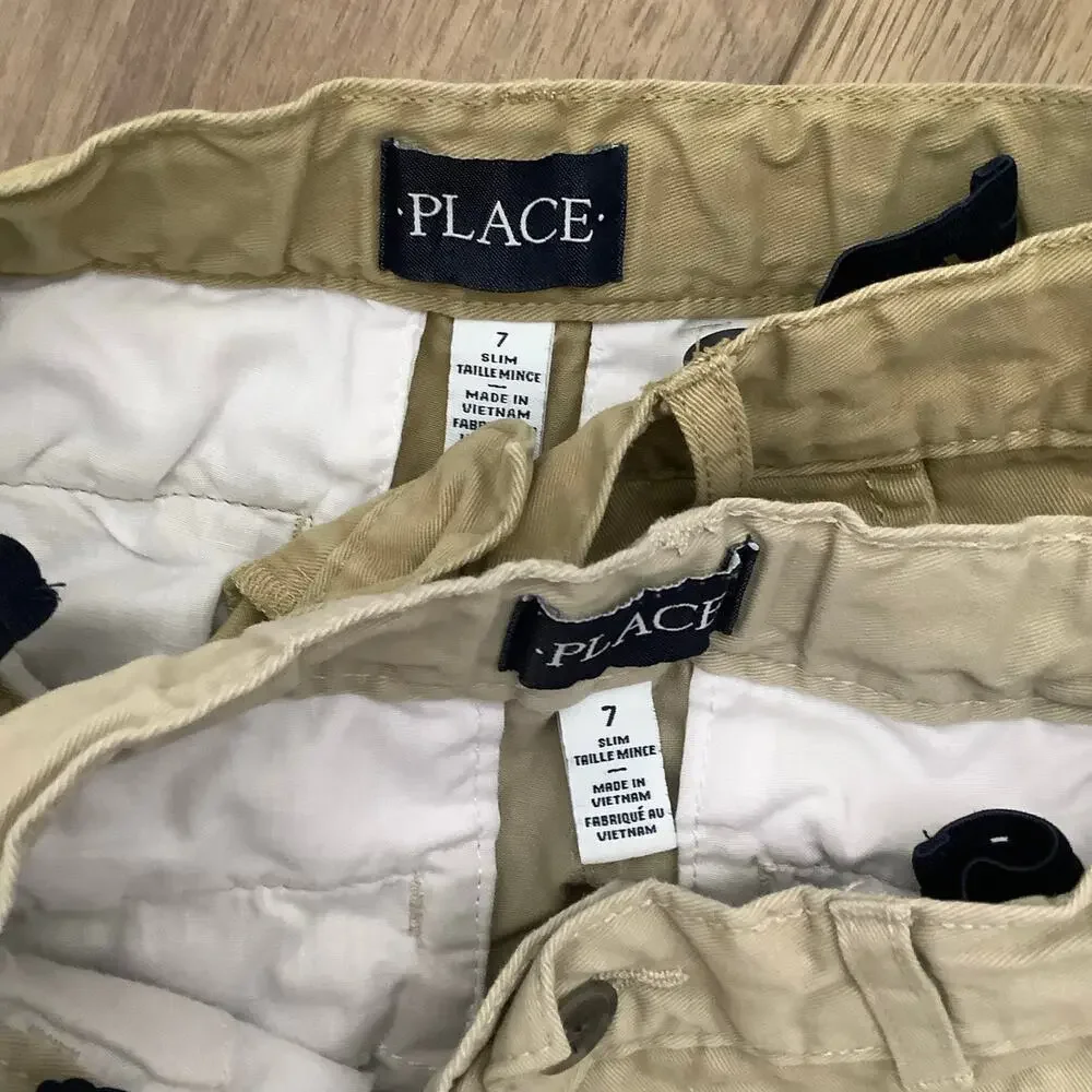 The Children’s Place Khaki Beige Chino Shorts Bundle Adjustable 7 Slim